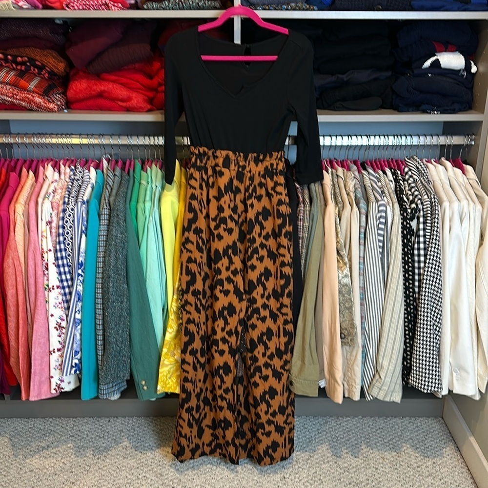 Unbranded black/orange print 3/4 sleeve jumpsuit size S​